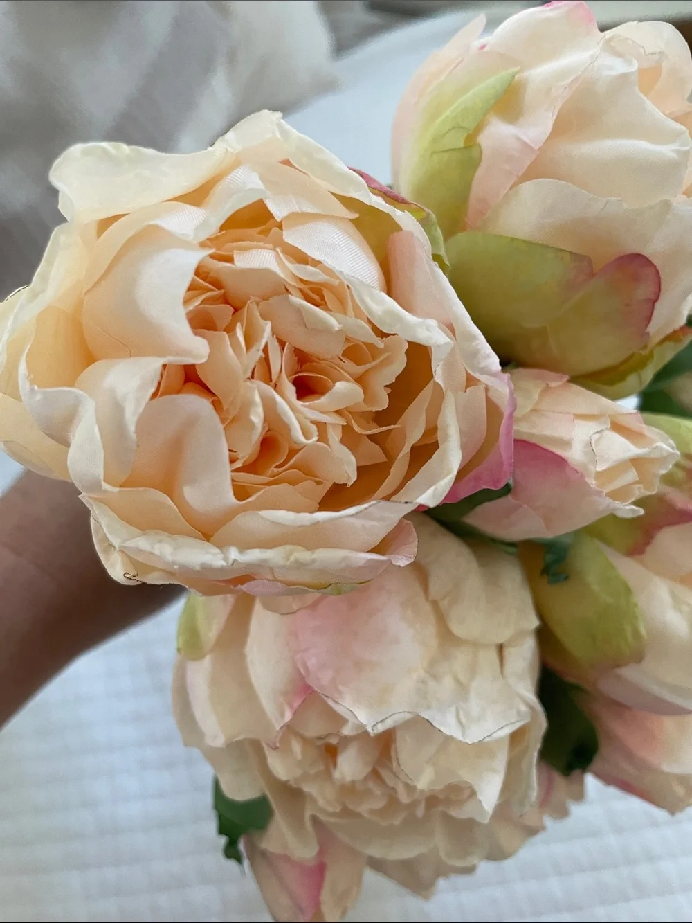 Peach pink  Blush Artificial Peony Bouquet - Home Accents